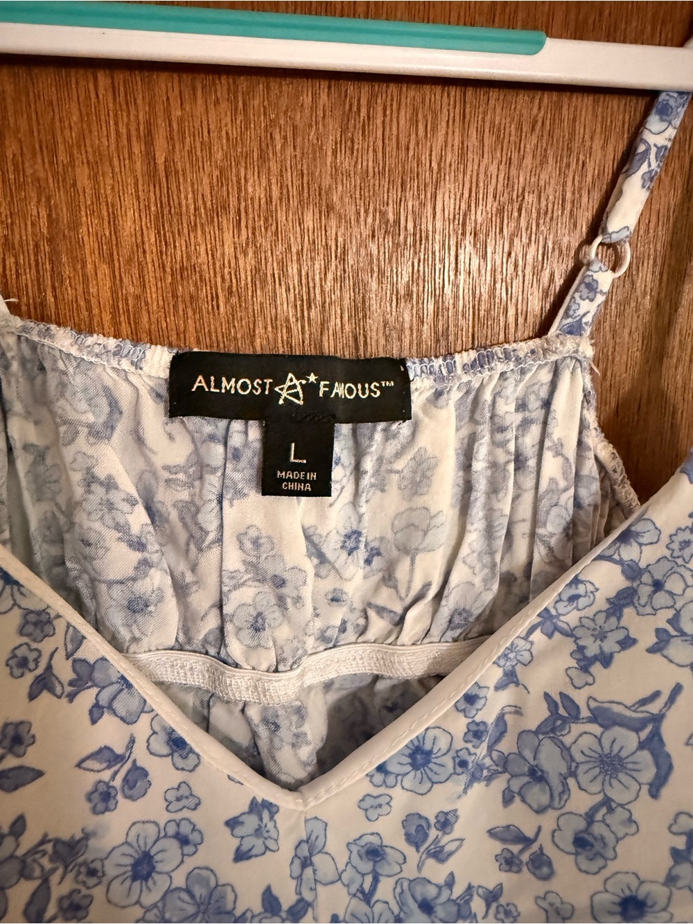 Almost Famous White & Blue Floral Tiered Cami - Picture 3 of 3